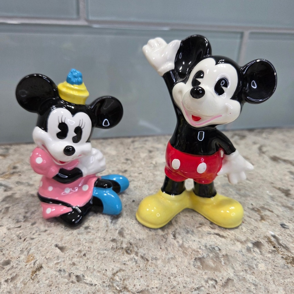 Vintage Disney Mickey and Minnie Mouse Ceramic Figurines Japan Collectible Set